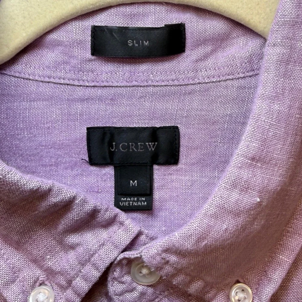 J. Crew Baird McNutt Irish Linen Slim Fit Shirt Mens Medium Lavender Purple